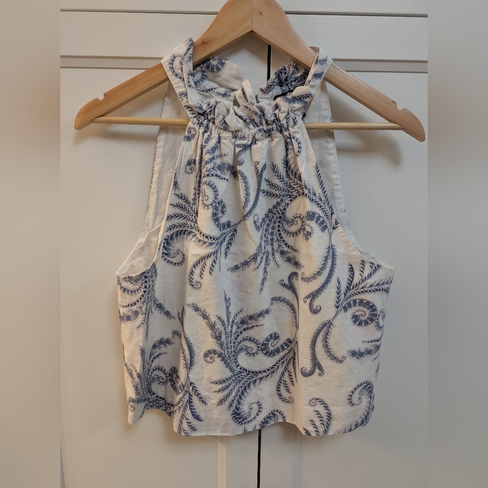 Banana Republic Blue Ruched Sleeveless Tank Top